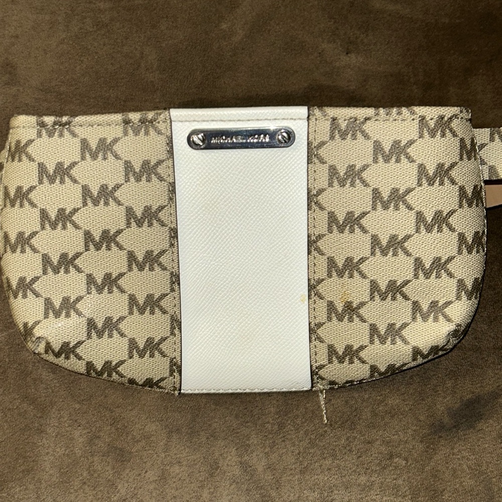 Michael Kors Tan and White Belt Bag